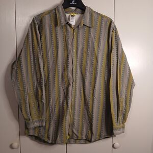 The North Face A5 Series Green Gray and Yellow Striped Dress Shirt (0593A2)